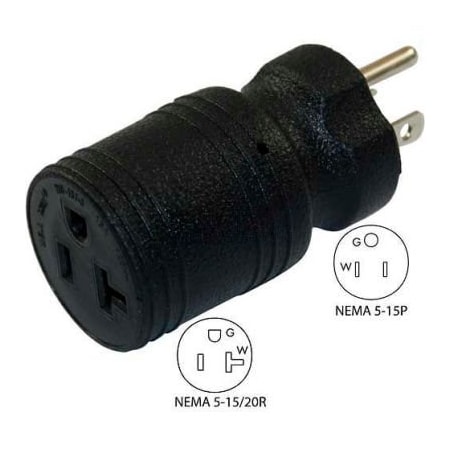 Conntek Plug Adapter, Straight Blade, 5-15/20R, 5-15P, Black 30129